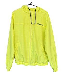 Vans Jacket Mens Large Yellow Hooded Windbreaker Zip Lightweight